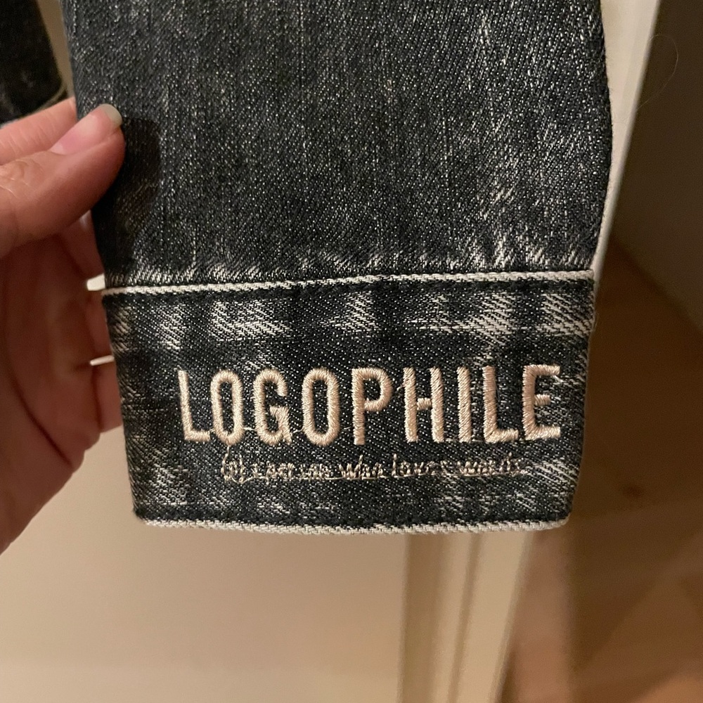 Black Oversized Denim Patch Jacket | Logophile - image 2